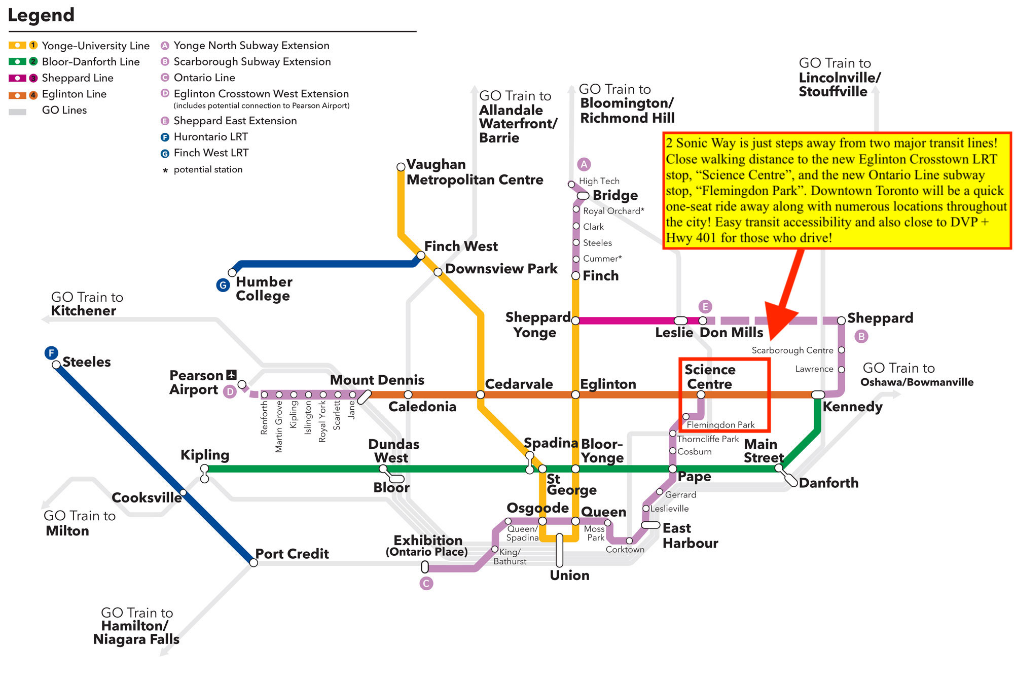 Condos close to Eglinton LRT and Ontario Line Subway